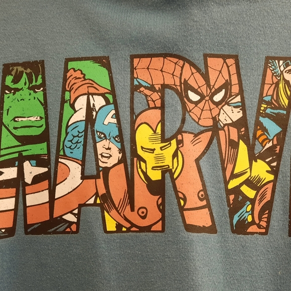 Marvel Characters Blue Hoodie, Size Large - Picture 2 of 6